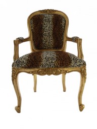Edith Louis Armchair in Gold Leaf and Tiger Print Fabric