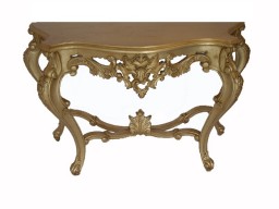 Rose French Carved Ornate Console Table in Gold Leaf