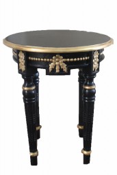 French Side Table Black with Gold Leaf Detail
