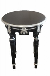 French Side Table Black with Silver Leaf Detail