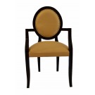 Sienna Oval Back Arm Chair in Black Frame with Ivory Leather Upholstery