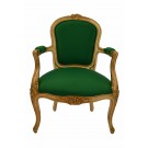 Sophia Cabriolet Armchair in Gold Leaf and Emerald Green Fabric