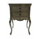 Amelia French Louis XV Nightstand in Silver Leaf