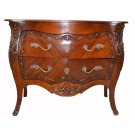 French Louis Bombay Two Drawer Chest in Natural Wood Finish
