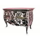 French Louis XV Two Drawer Bombay Chest Black with Silver Decor