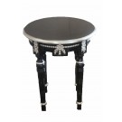 French Side Table Black with Silver Leaf Detail