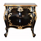 Valley French Louis Carved Nightstand Black with Gold Leaf